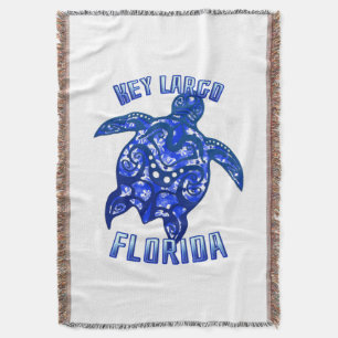 Key Largo Florida Vacation Tribal Turtle Throw Blanket
