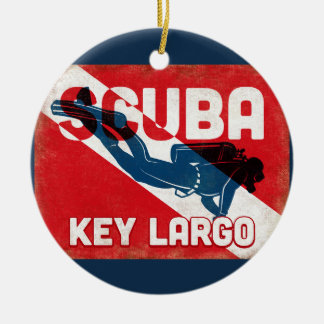 Key Largo Scuba Diver - Blue Retro Ceramic Tree Decoration