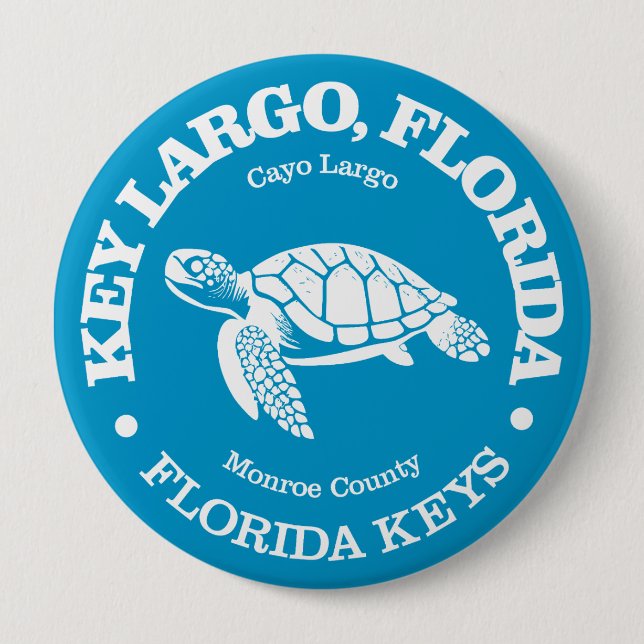 Key Largo (sea turtle) 10 Cm Round Badge (Front)