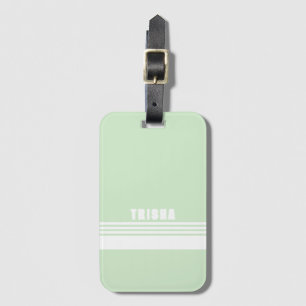 Key Lime Green modern preppy classic stripes Luggage Tag