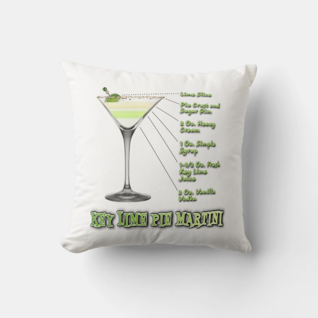 Key Lime Pie Martini Cocktail Recipe Art Cushion (Front)