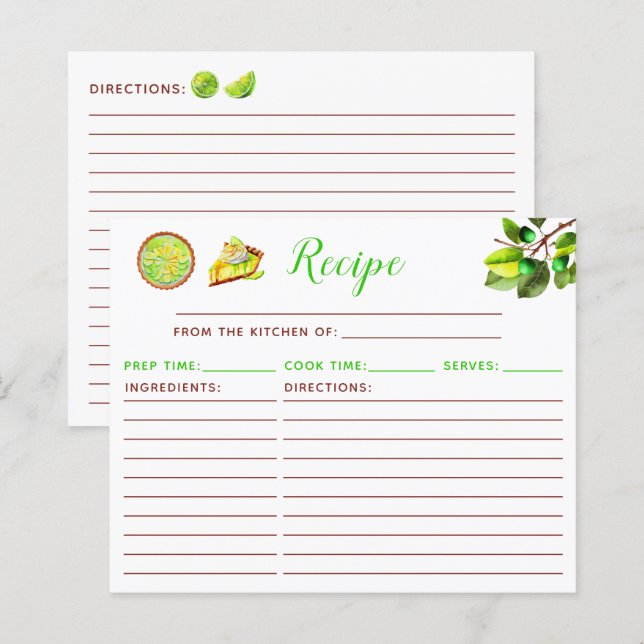 Key Lime Pie Recipe (Front/Back)