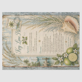 Key Lime Pie Recipe Decoupage Paper Vintage Citrus