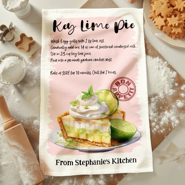 Key Lime Pie Recipe Personalised Tea Towel (Creator Uploaded)
