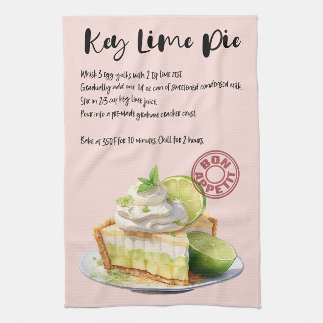 Key Lime Pie Recipe Tea Towel (Vertical)