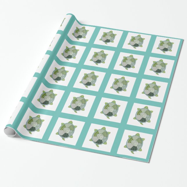 Key Lime Turtle Wrapping Paper (Unrolled)