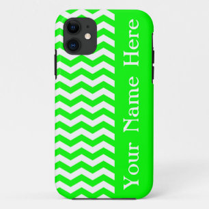 Key Lime Wave Chevron with name Case-Mate iPhone Case