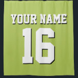 Key Lime White Sports Jersey Team Jersey Shower Curtain<br><div class="desc">Preppy Solid Colour Team Jersey / Sports Jersey / Football Jersey / Rugby Jersey with Custom Name Customise this with your own name or team name and a number. You can change the size, colour and placement of the text if you need to make changes, change the colour of or...</div>