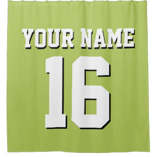 Key Lime White Sports Jersey Team Jersey Shower Curtain