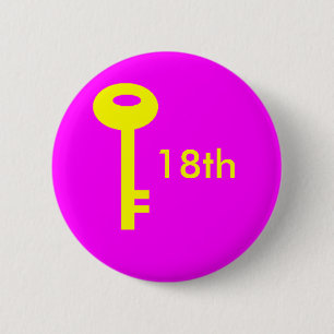 key pink, 18th 6 cm round badge