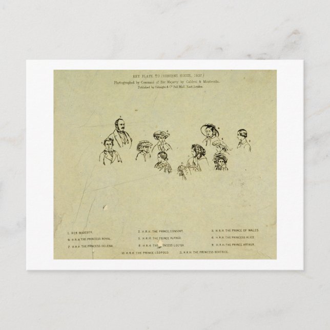 Key Plate to Portrait of the Royal Family at Osbor Postcard (Front)