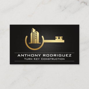 Key Properties Gold Metallic Construction Business Card