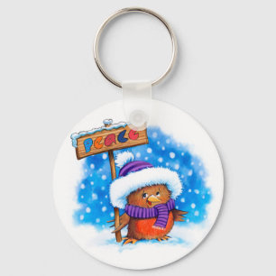 Key Ring Christmas Peace Robin