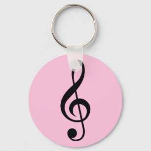 Key Ring Music Clef Pink