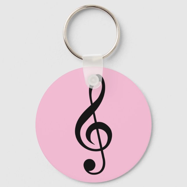  Key Ring Music Clef Pink (Front)