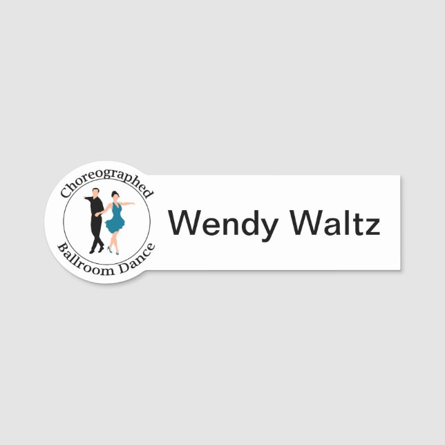 Key-shaped Choreographed Ballroom Dance name badge (Front)