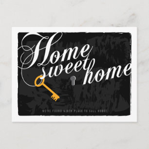 Key Stylish Elegant Black New Address Postcard