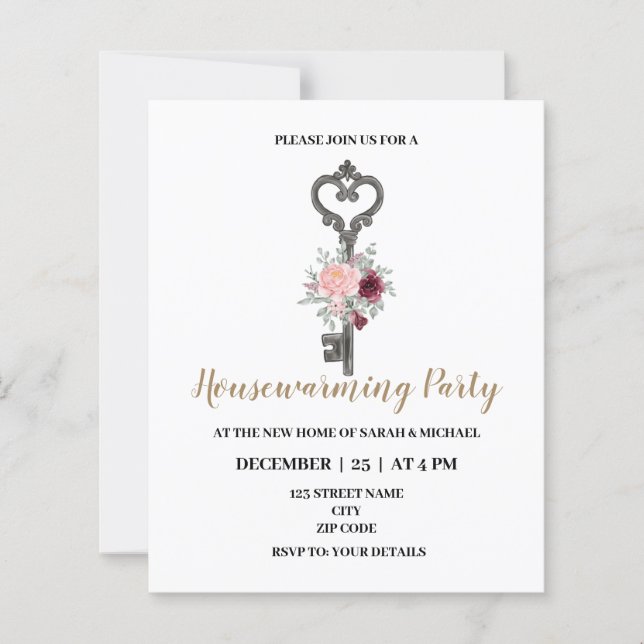 Key Themed Housewarming Party invitation (Front)
