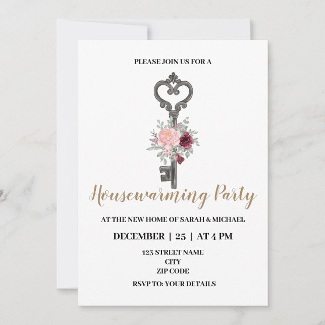 Key Themed Housewarming Party Invitation (Front)
