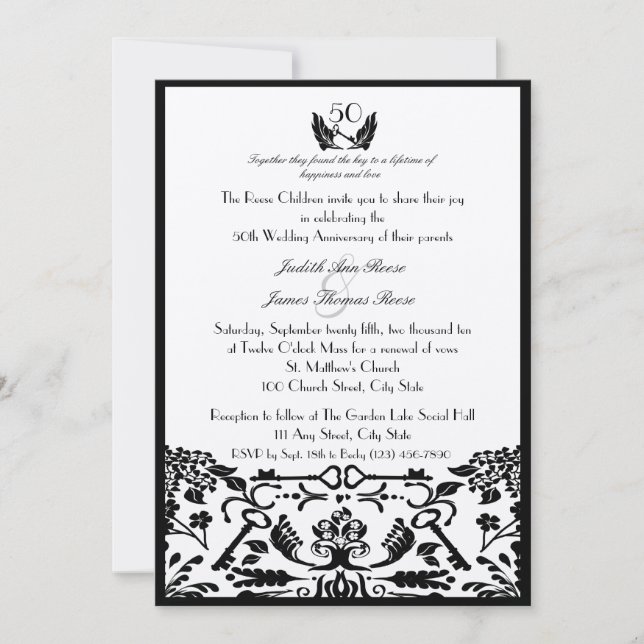 Key to My Heart/ 50th Anniversary Invitation (Front)