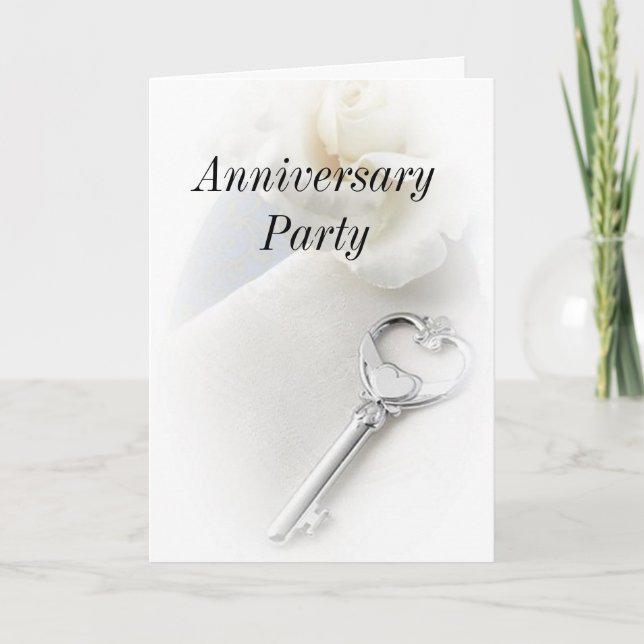 key to my heart  Anniversary Party Thank You Card (Front)