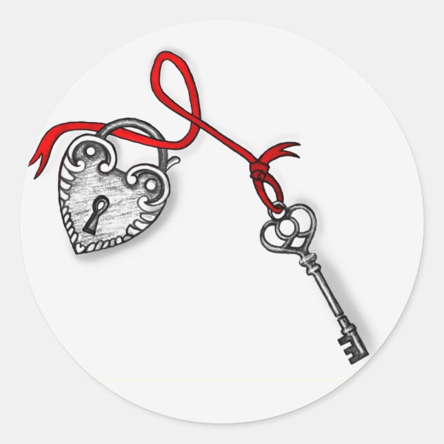 Key to my heart classic round sticker (Front)