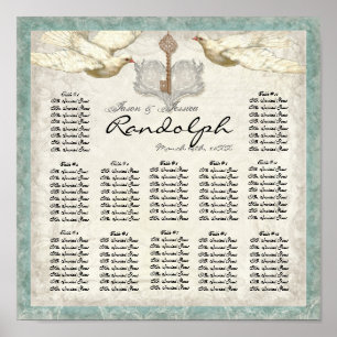 Key to my Heart Dove Reception Table Seating Chart