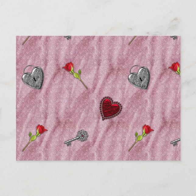 Key to My Heart Valentine Holiday Postcard (Front)