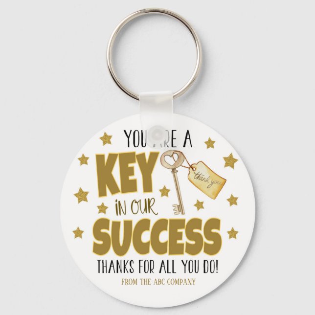 Key to Our Success Company Thank You Appreciation Key Ring (Front)