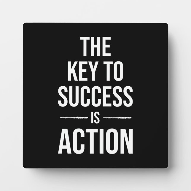 Key To Success Is Action, Gym, Hustle, Success Plaque (Front)