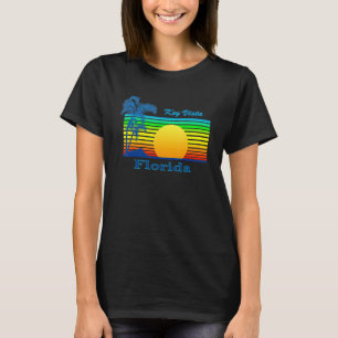 Key Vista Florida Retro Tropical Beach Sunset T-Shirt