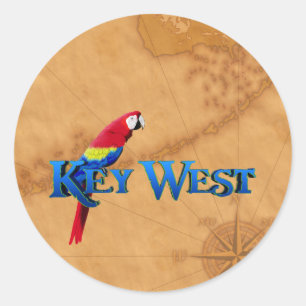 Key West And Map Classic Round Sticker