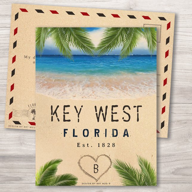 Key West Beach Florida Sand Tropical Palm Leaves Postcard (Creator Uploaded)