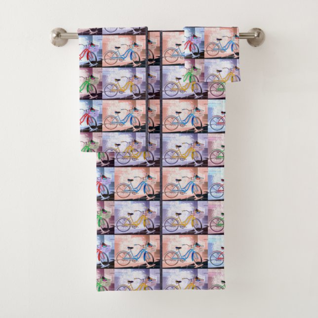 Key West Bicycle Pattern Bath Towel Set (Insitu)