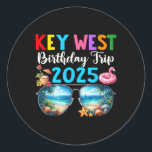 Key West Birthday Trip 2025 Matching Friends Group Classic Round Sticker<br><div class="desc">Key West Birthday Trip 2025 Matching Friends Group Summer</div>