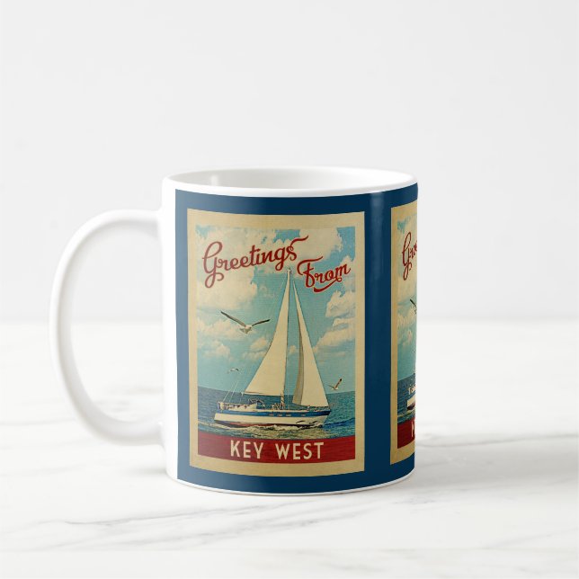 Key West Coffee Mug Sailboat Vintage Florida (Left)