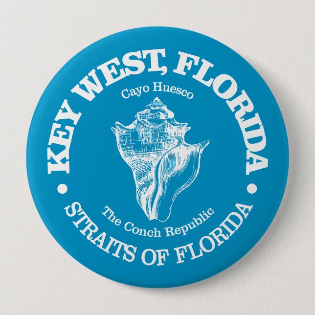 Key West (conch) 10 Cm Round Badge (Front)