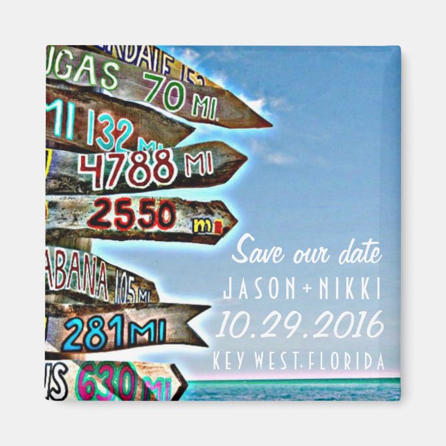 Key West Destination Wedding Save the Date Magnet (Front)