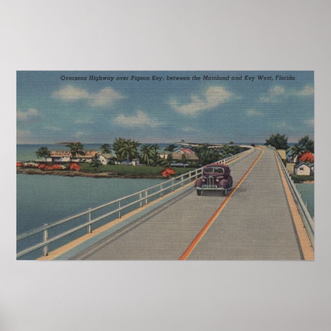 Key West, FL - Highway between Mainland & Keys Poster (Front)