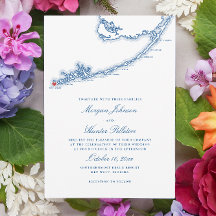 Key West FL Map Elegant Navy Blue Wedding