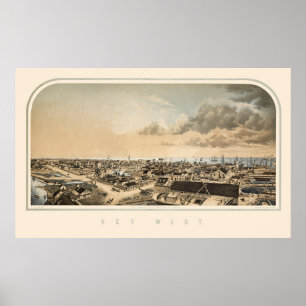 Key West FL Panoramic Map 1855 Poster