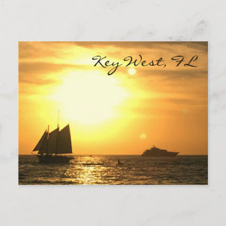 Key West, FL Sailboat Sunset Postcard
