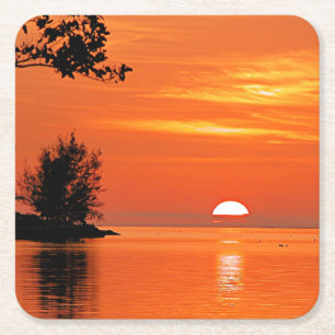 Key West, FL Sunset Square Paper Coaster