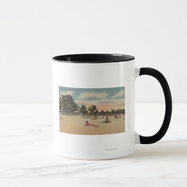 Key West, FL - View of South Beath w/ Sunbathers Mug (Right)