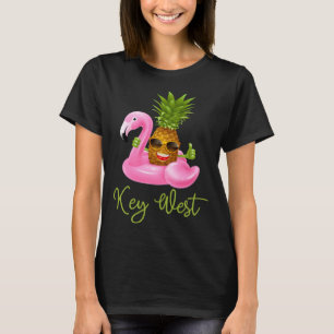 Key West Florida Beach Tropical  Flamingo Pineappl T-Shirt