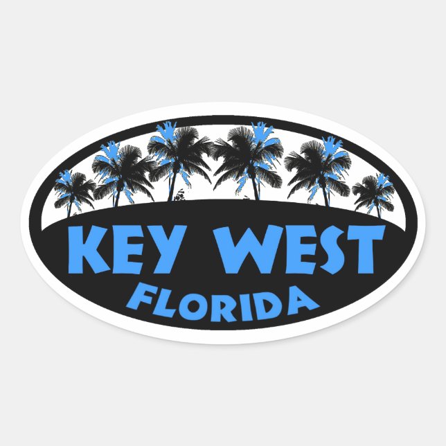 Key West Florida blue black palms Oval Sticker (Front)
