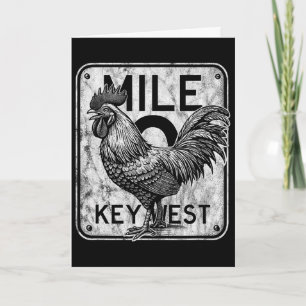 Key West Florida Chicken Retro Mile 0 Rooster Dist Card