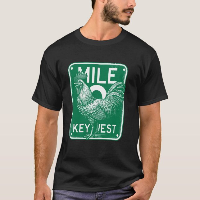 Key West Florida Chicken Retro Mile 0 Rooster Mile T-Shirt (Front)