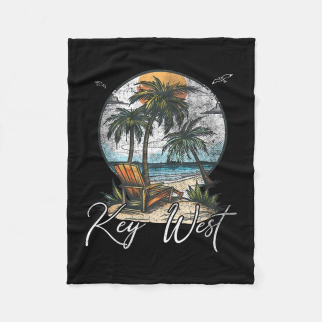 Key West Florida Fl Palm Trees  Fleece Blanket (Front)