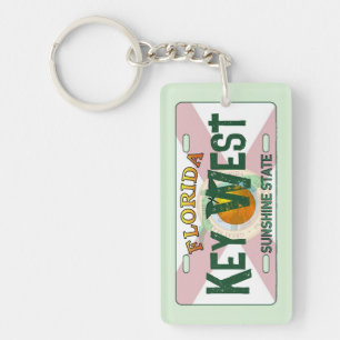 Key West Florida flag license plate keychain